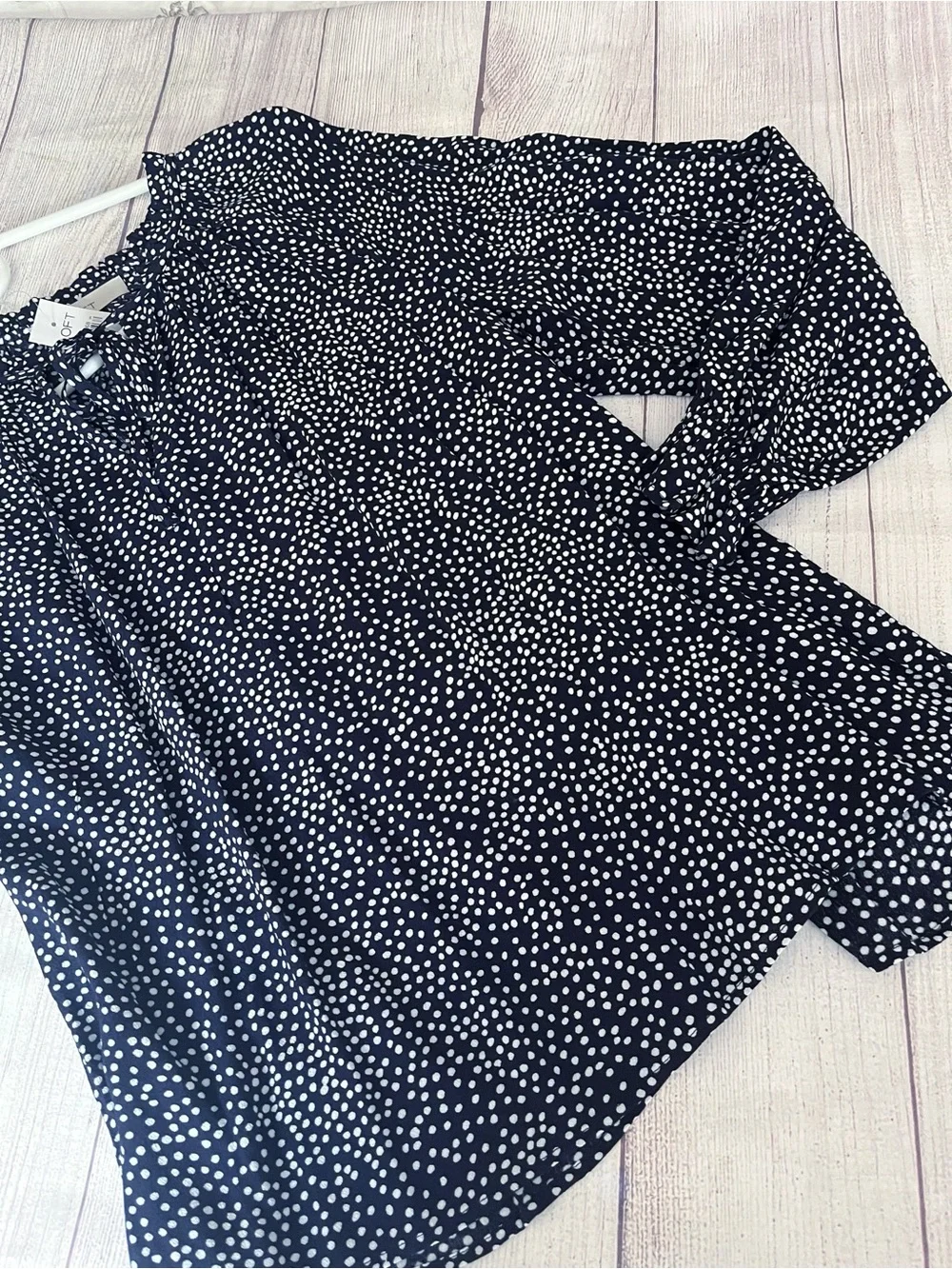 Loft NWT navy blue polkadot blouse